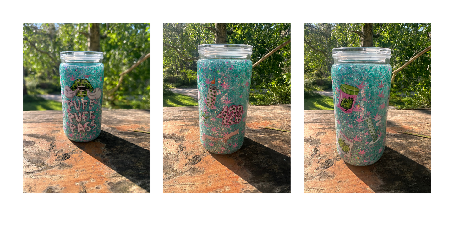 Puff puff pass acrylic snowglobe tumbler