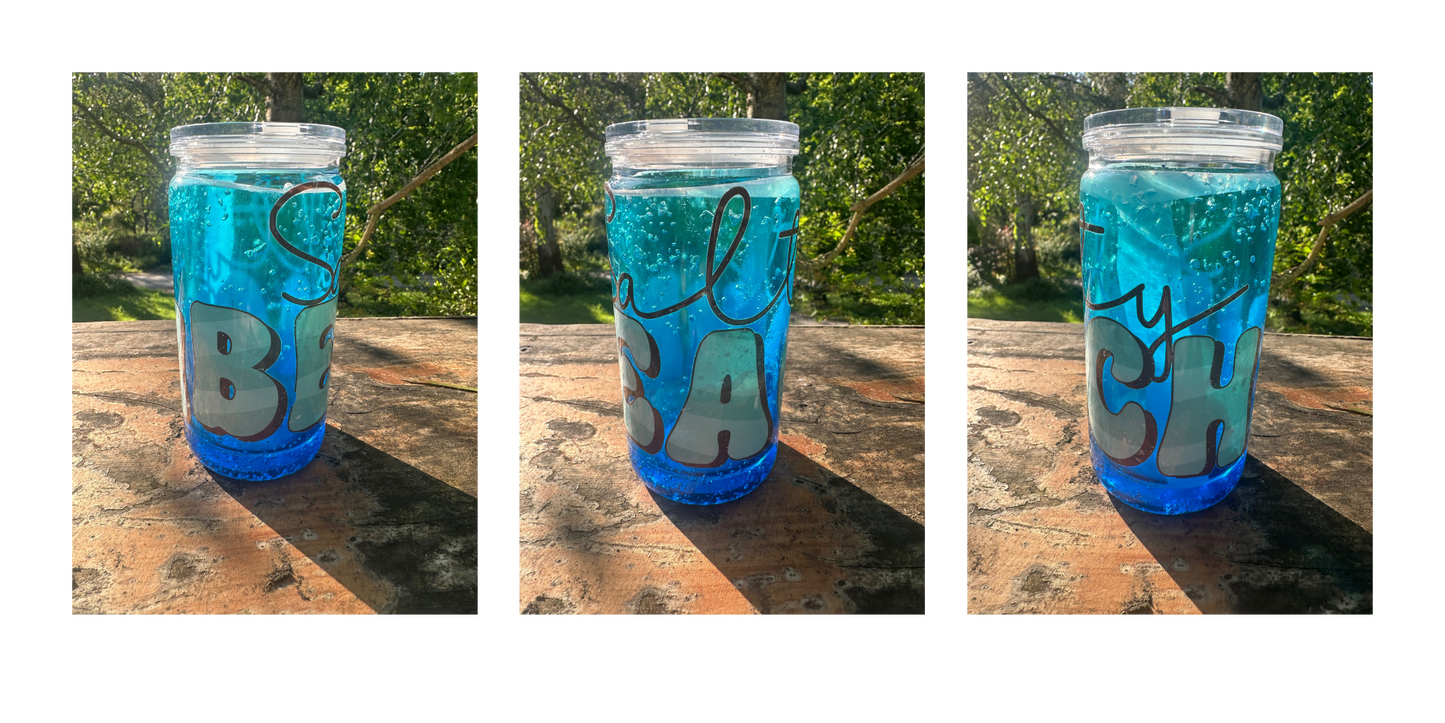 Salty Beach 16oz acrylic slushie tumbler