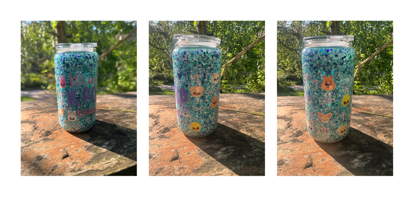 Skzoo 16oz glass tumbler