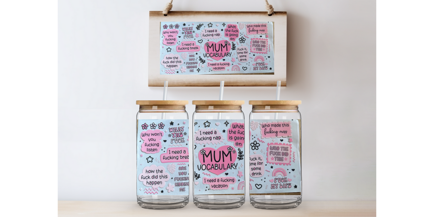 Mum vocabulary 16oz uvdtf wrap