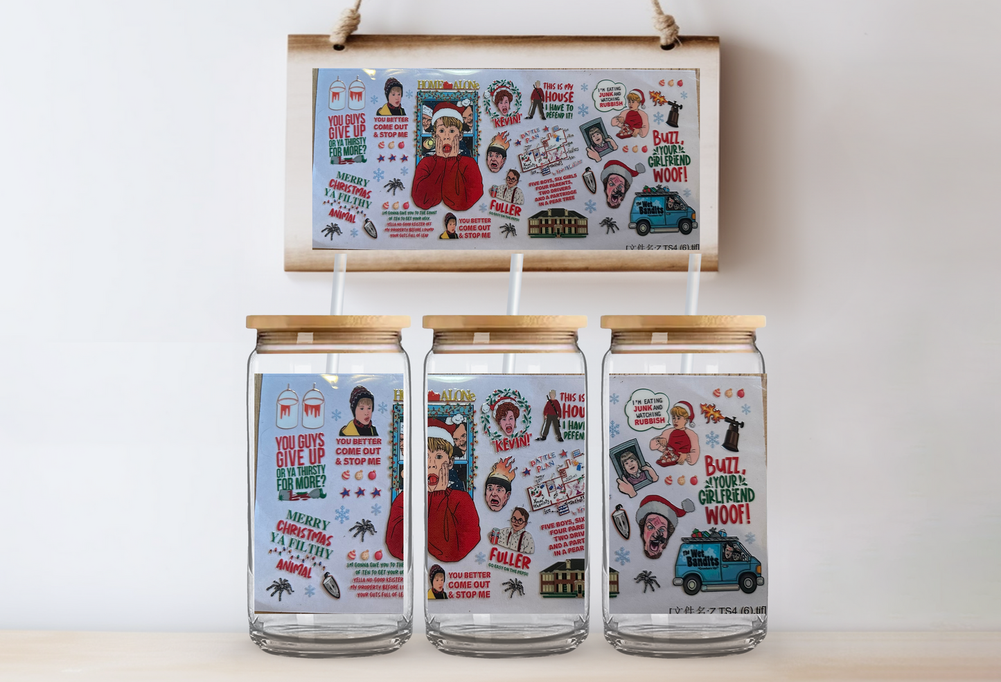 Merry christmas ya filthy animal 16oz uvdtf wrap