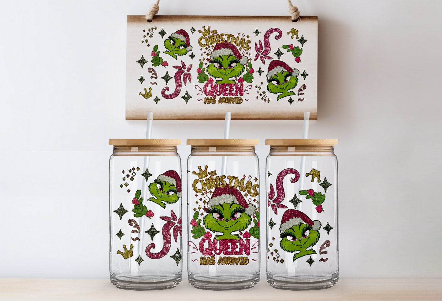 Green lady christmas 16oz uvdtf