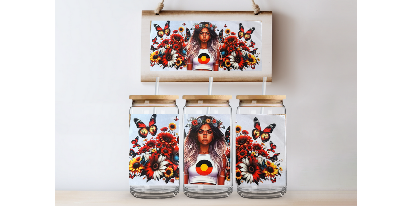 Aboriginal woman 16oz uvdtf wrap