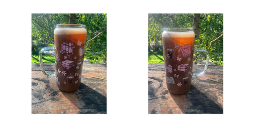 Bookish chocolate milk 16oz glass handled tumbler