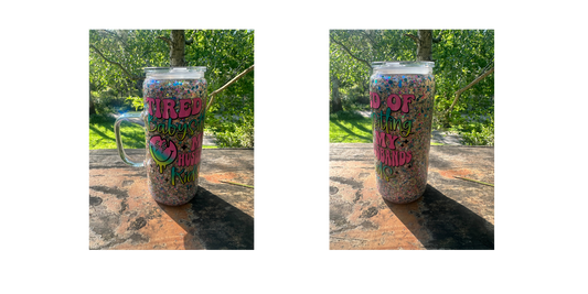 Tired of babysitting my husband's kids 16oz glass handled snowglobe