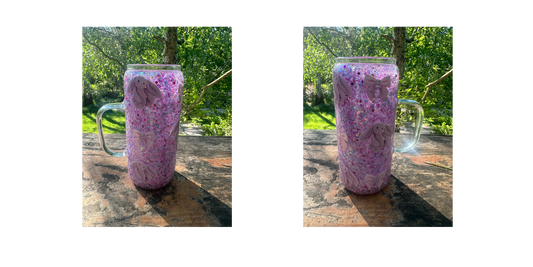 Lavender bunny 16oz glass handled snowglobe