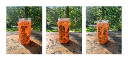Orange cat 16oz acrylic snowglobe tumbler