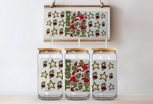 Green guy stars and candy canes 16oz uvdtf wrap