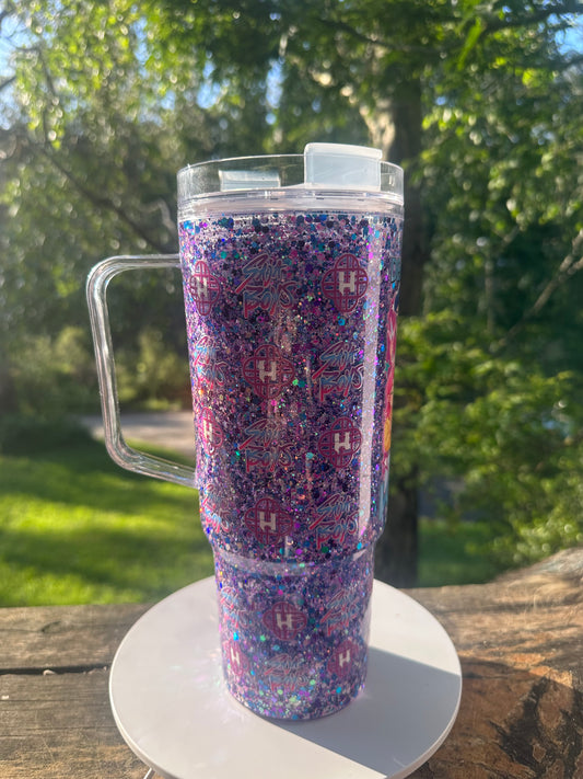 40oz K-pop demon hunter snowglobe tumbler