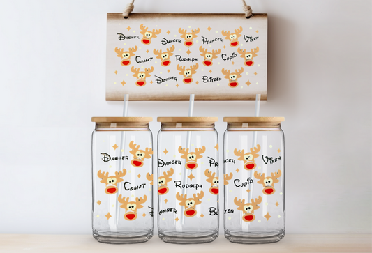 Red nose reindeer 16oz uvdtf wrap