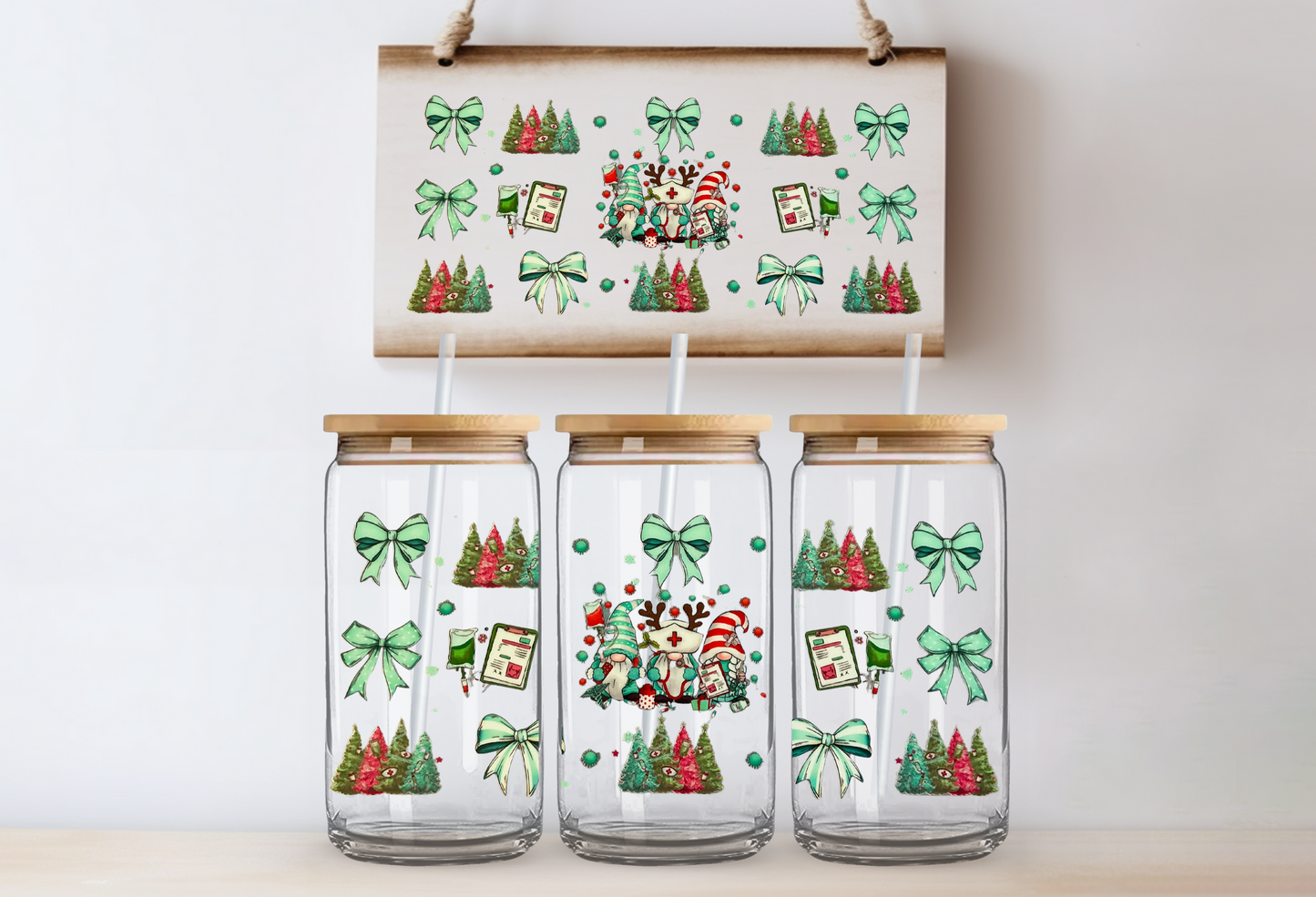 Nurse christmas 16oz uvdtf wrap