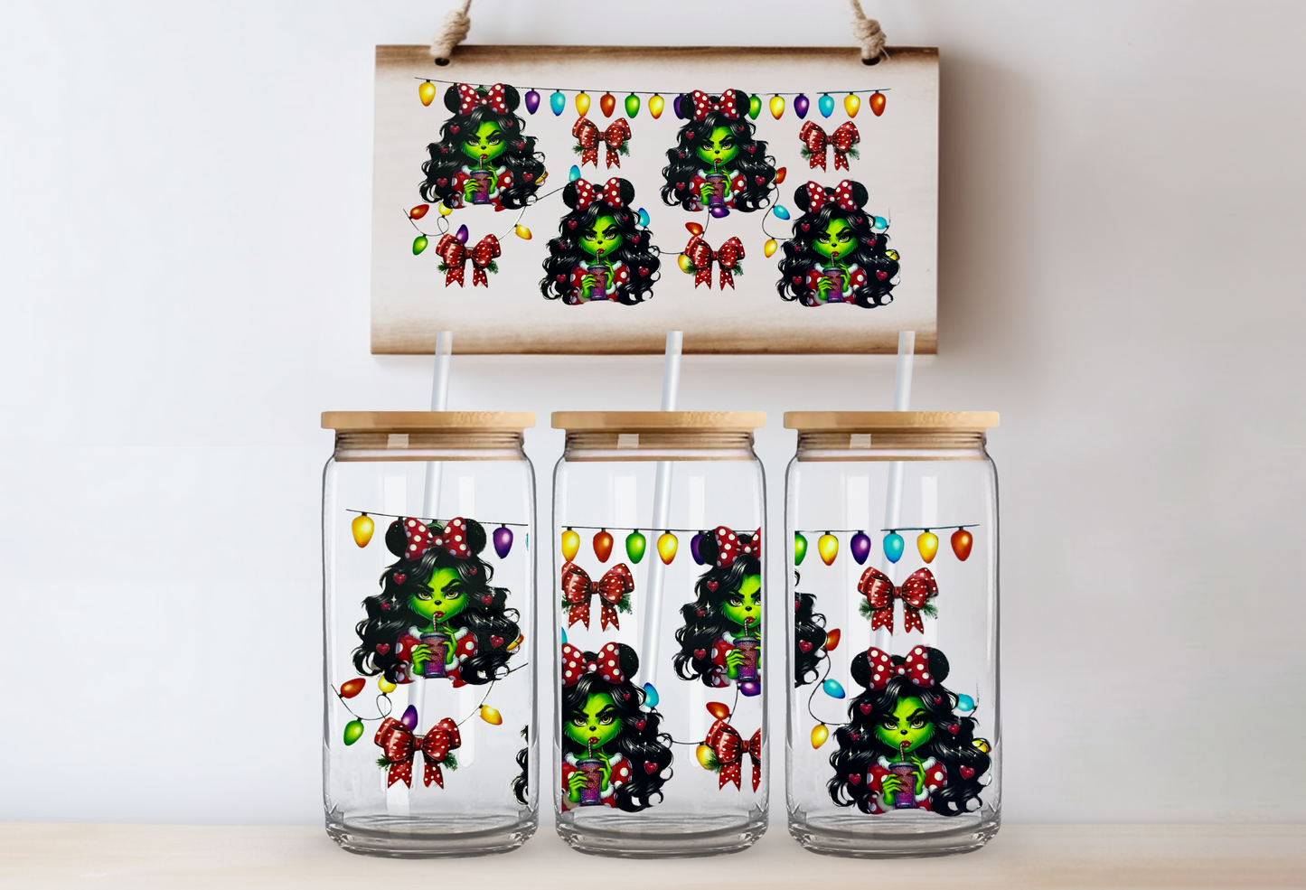 Green girl christmas 16oz uvdtf wrap