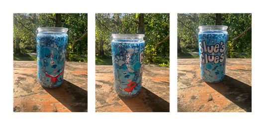 Blue dog 16oz acrylic snowglobe tumbler