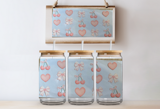 Cherry, hearts & bows 16oz uvdtf wrap