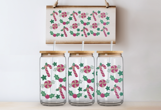 Candy cane Christmas 16oz uvdtf wrap