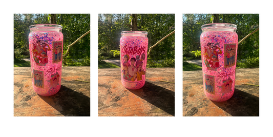 K-pop Saja boys 16oz glass snowglobe tumbler