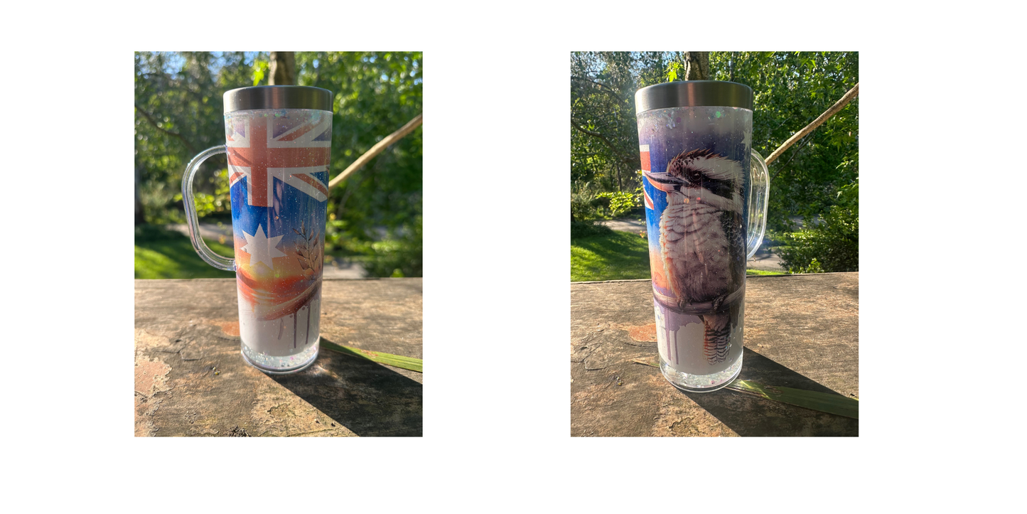 Kookaburra Australia flag 20oz stainless steel storyboard tumbler