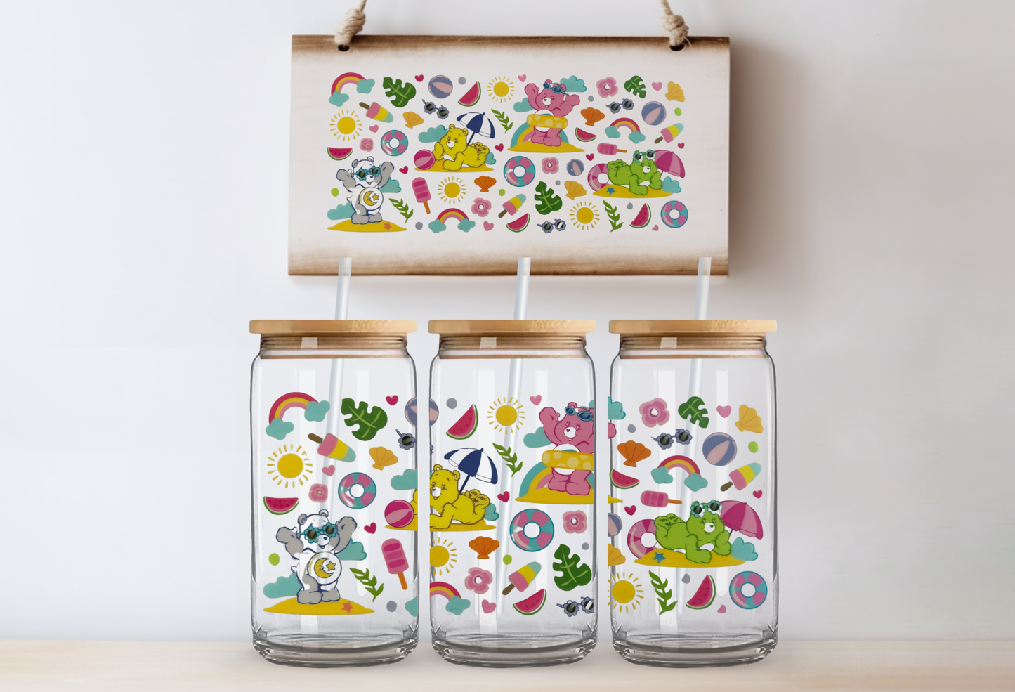 Bear summer 16oz uvdtf wrap