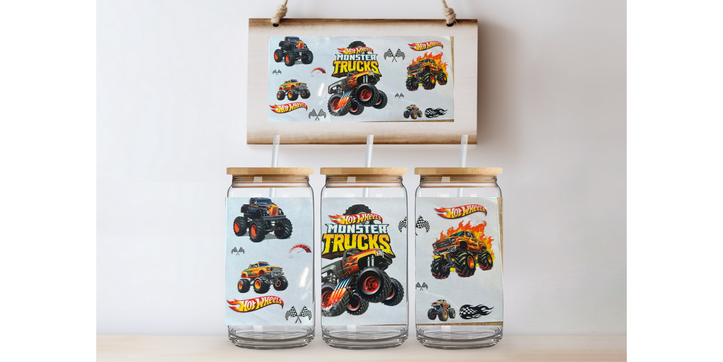 Monster trucks 16oz uvdtf wrap