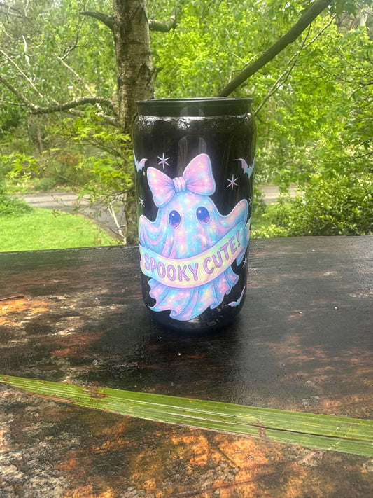 Spooky cute 16oz black acrylic Libby cup